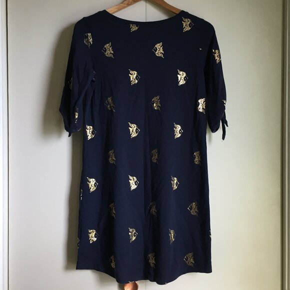 Lilly Pulitzer Preston Gold Foil Fish Print Tunic Dress Small - Picture 6 of 16